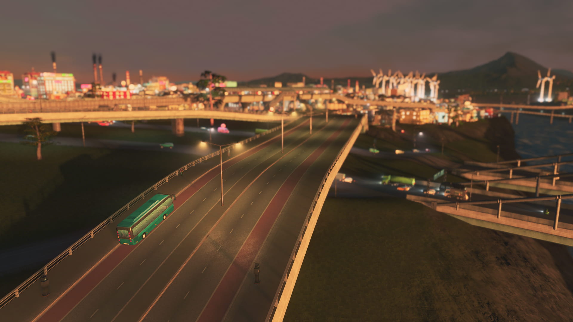 明け方のバスとバスレーン