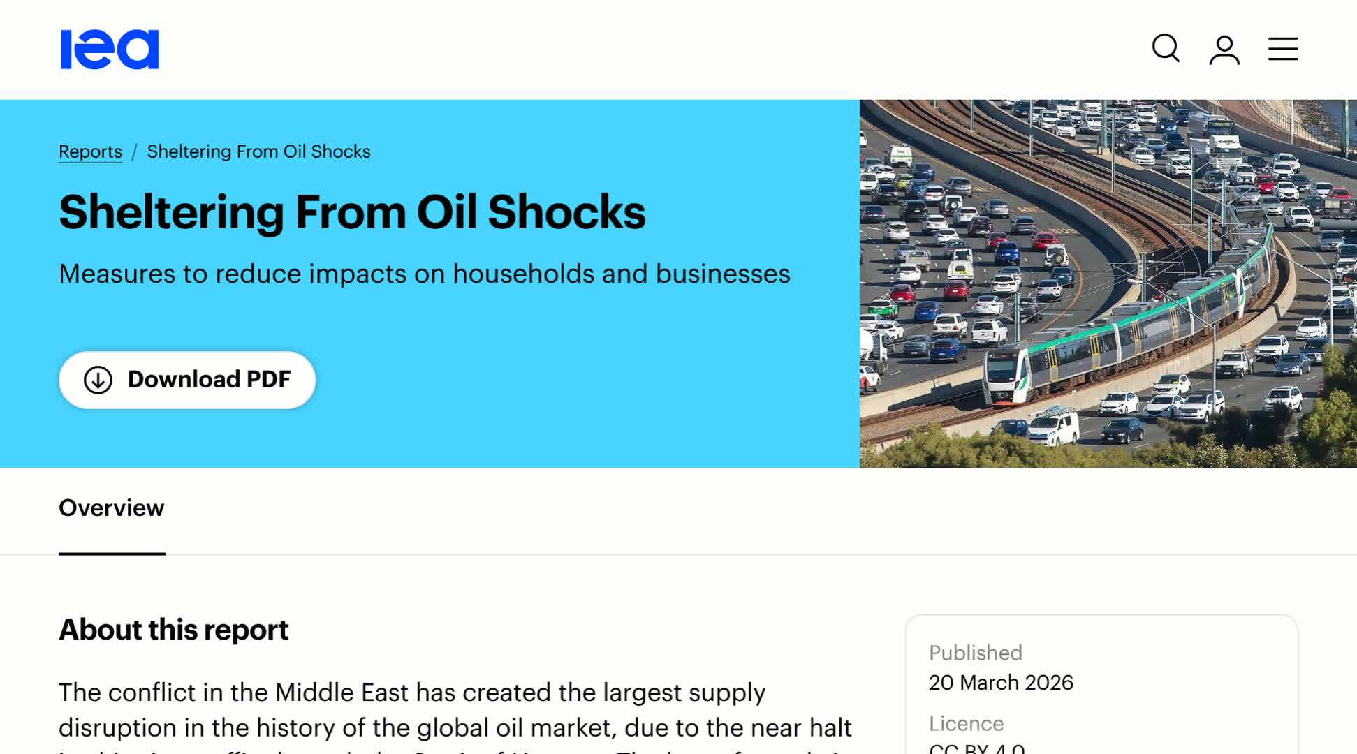 IEAのレポートが公開されているページのスクリーンショット。2026年3月20日時点。