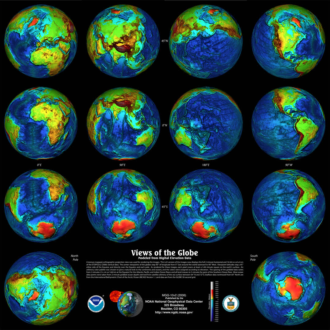 2006年時点の世界の標高データ